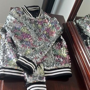 Victoria’s Secret Floral Sequin Bomber Jacket. Size XS
